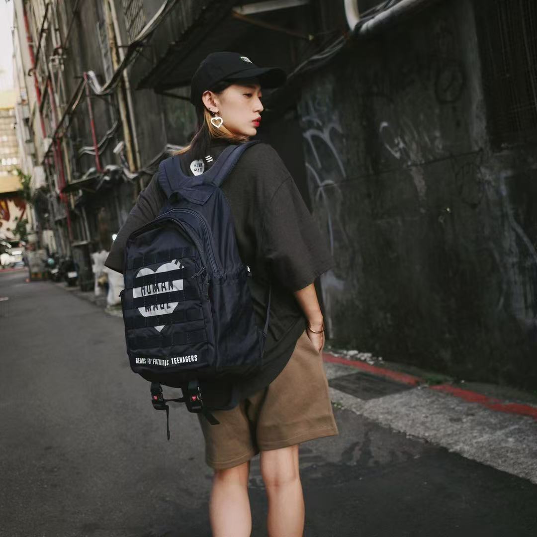 Streetwear Brand Backpack - Mochila militar HUMAN MADE, marca moderna,