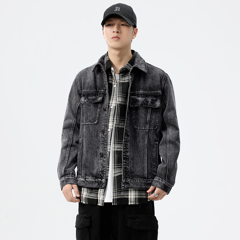 Streetwear Brand Jacket - Jaqueta Jeans Masculina Cinza Outono/Inverno 2026