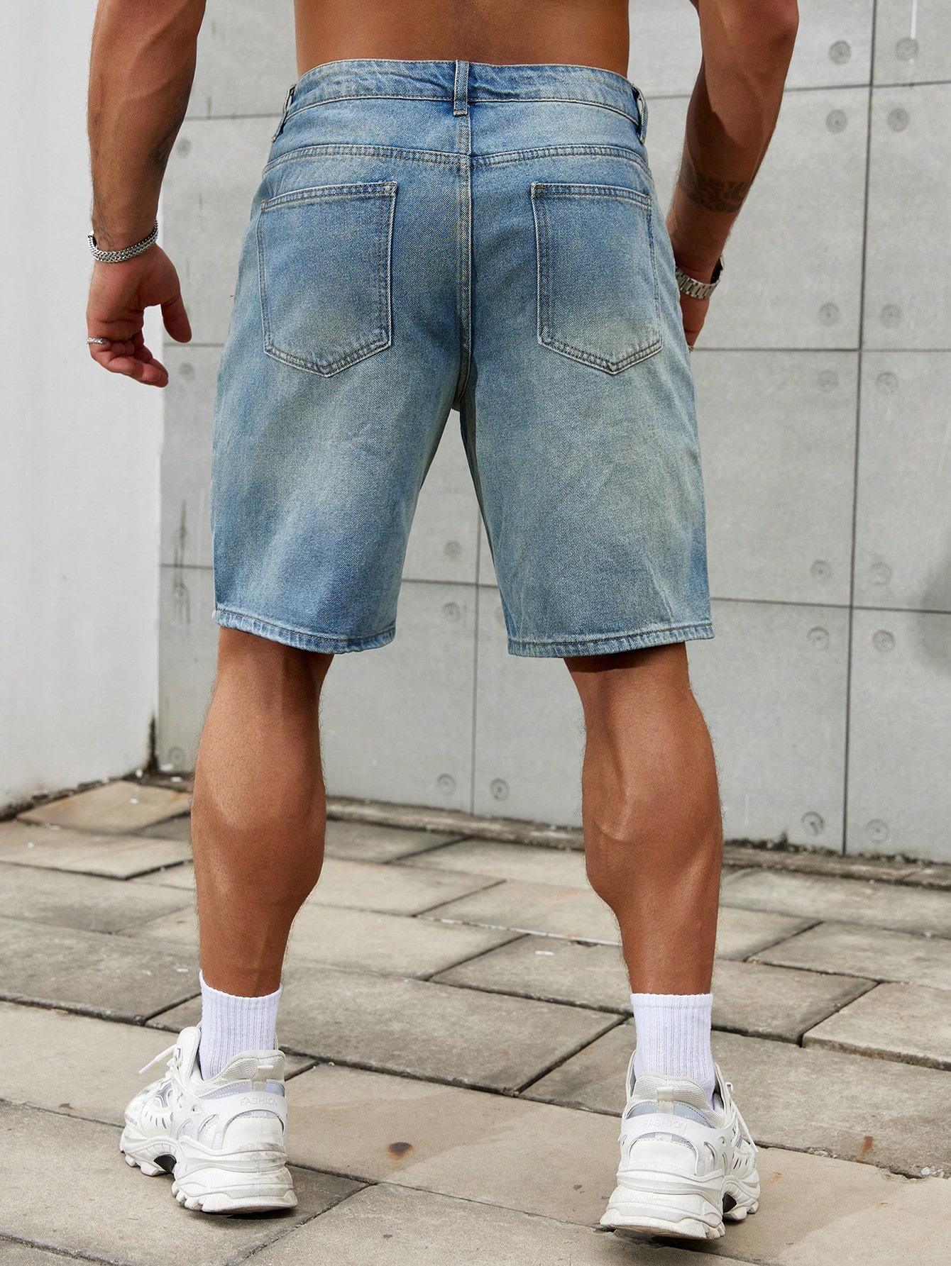 Jeans curto de algodão rasgado - Streetwear Brand Jacket avaliação e preço