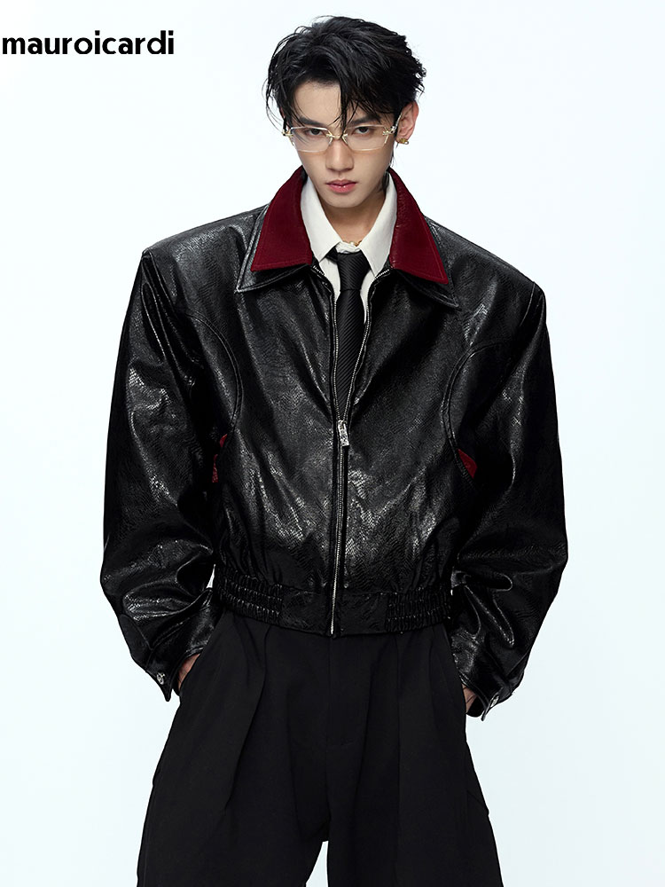 Jaqueta de Couro PU com Estamp - Streetwear Brand Jacket avaliação e preço