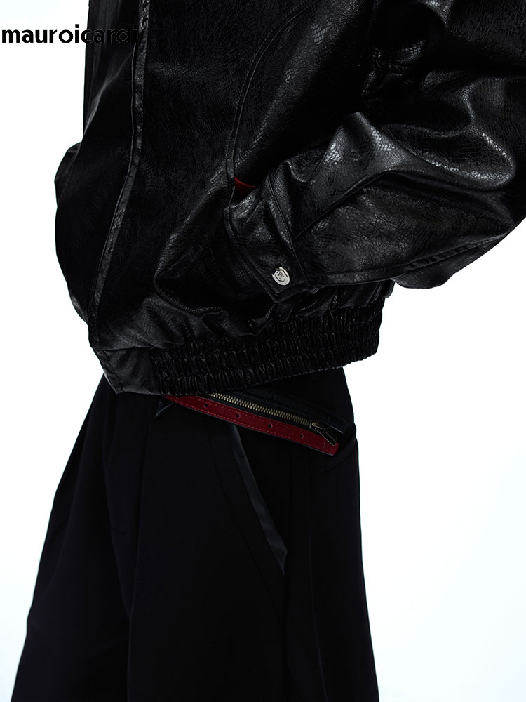 Jaqueta de Couro PU com Estamp - Streetwear Brand Jacket avaliação e preço